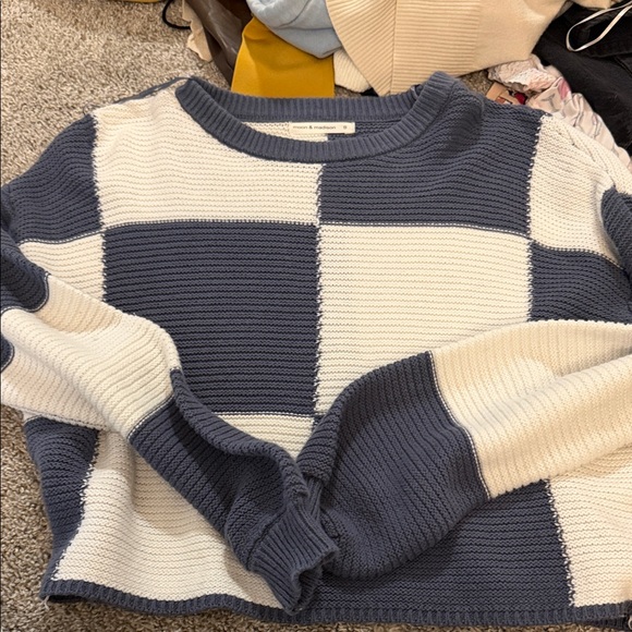 moon & madison Sweaters - moon & madison Navy and White Checkered Sweater